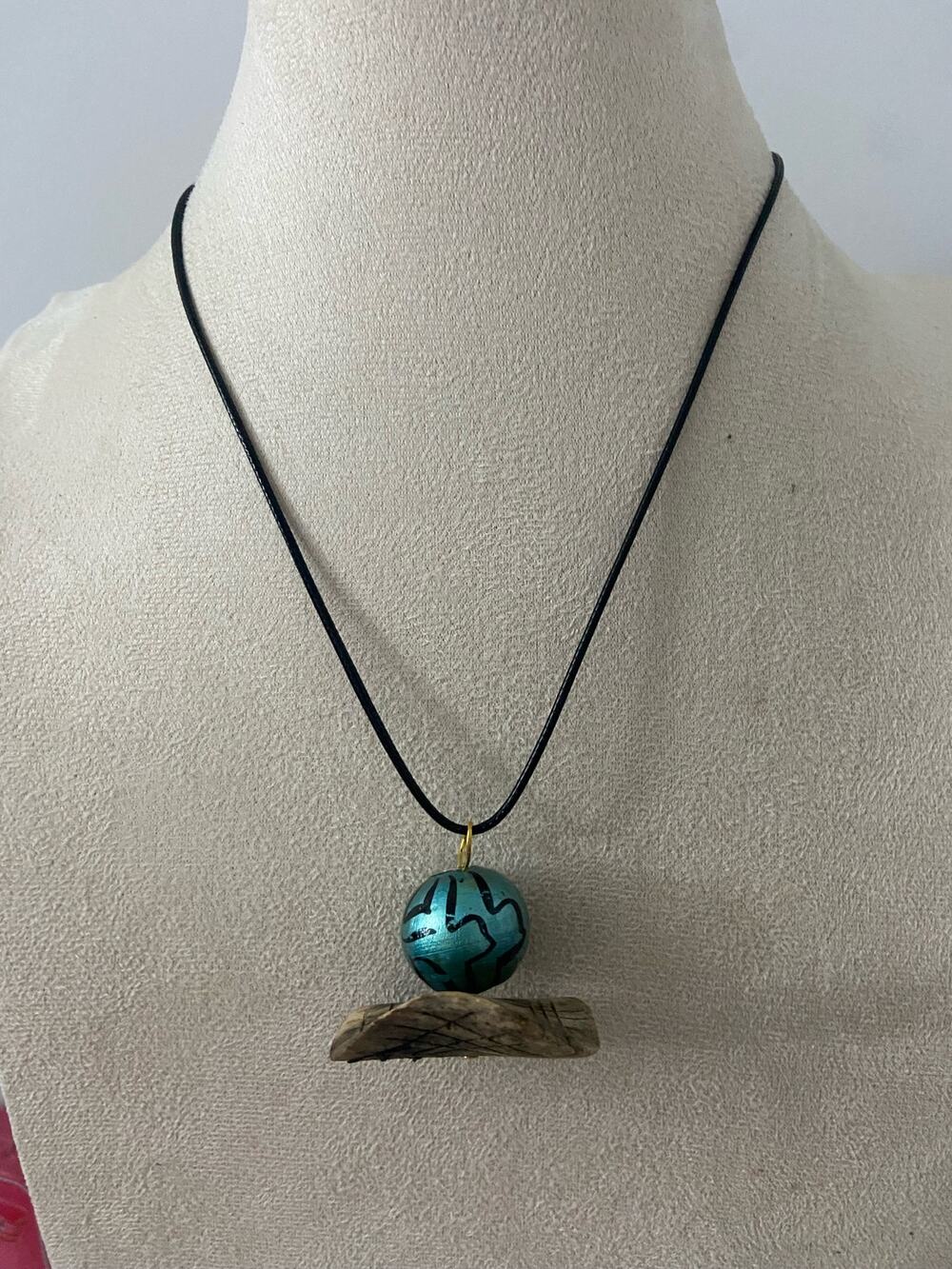 colorful wood pendant necklace